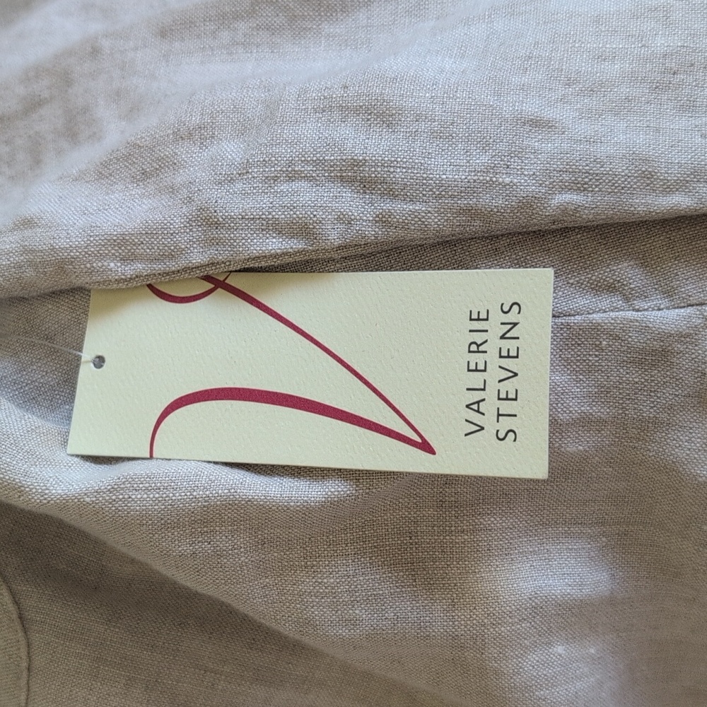 Valerie Stevens Beige Linen Button Down Shirt Large NWT - Picture 4 of 5
